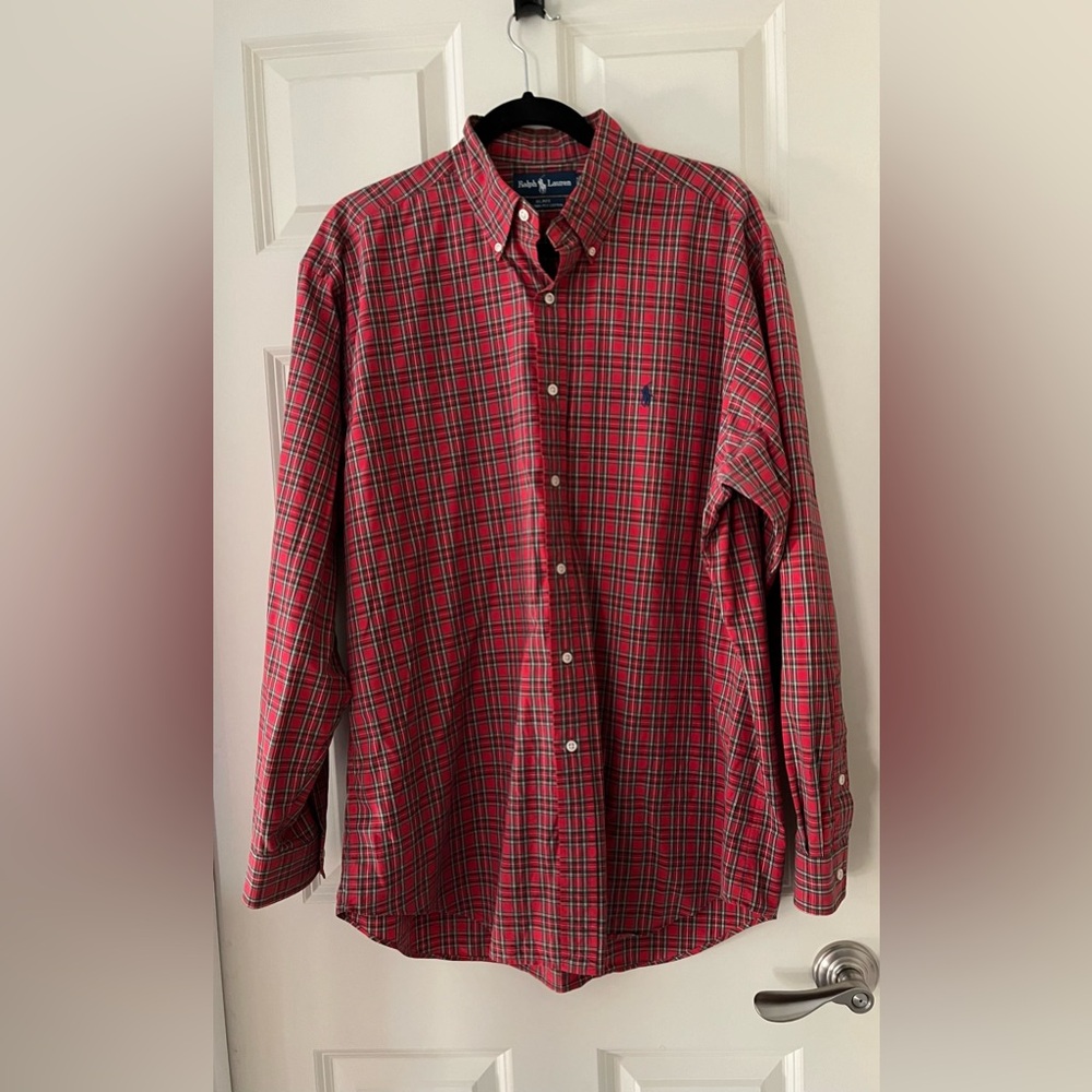 Ralph Lauren Blake 100% Cotton long sleeve button down multicolor plaid shirt L